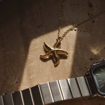 18 K Gold Starfish Necklace Dainty Starfish Charm, 4 of 5