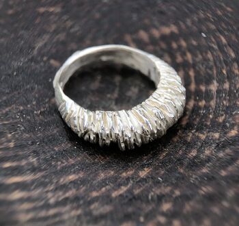 Small Hasselback Eco Sterling Silver Ring, 3 of 5