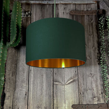 Hunter Green Lampshade With Copper Or Gold Foil Lining, 2 of 7