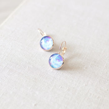 Blue And Magenta Galaxy Earrings, 8 of 8