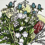 Wedding Bouquet Custom Hand Drawn Illustration Portrait, thumbnail 4 of 5
