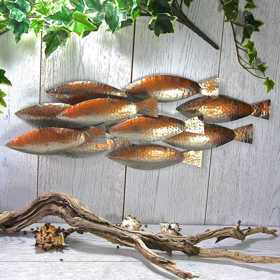 copper and steel fish wall art by london garden trading ...