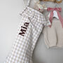 Personalised Beige Gingham Stocking Embroidered, thumbnail 5 of 9