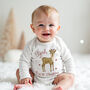 My First Christmas Hand Drawn Reindeer Baby Outfit, thumbnail 1 of 7