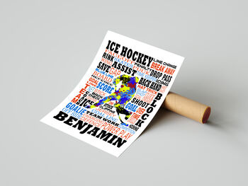 Personalised Ice Hockey Art Print, 4 of 5