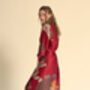 Burgundy Silk Blend Kimono Dressing Gown, thumbnail 1 of 3