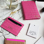 Pink Embossed Leather Monogram Card Holder, thumbnail 6 of 7