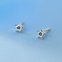 Starlite Blue Gold Plated Mini Star Stud Earrings, thumbnail 2 of 5