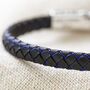 Men's Leather Black And Blue Woven Bracelet, thumbnail 2 of 8