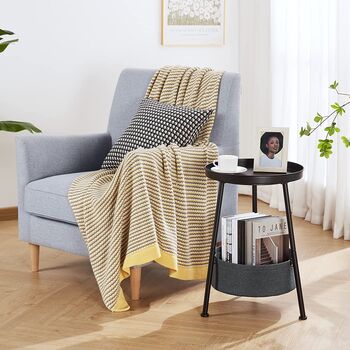 Small Two Tier Side Table With Storage Round End Table, 3 of 8
