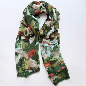 Green Floral Lightweight Scarf Gift For Her, 4 of 12