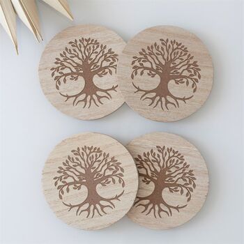 Set Of Four Tree Of Life Engraved Coasters, 5 of 5