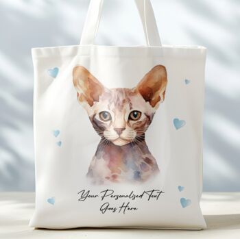 Personalised Tote Bag Cat With Love Hearts. 20 Different Breeds, 4 of 12