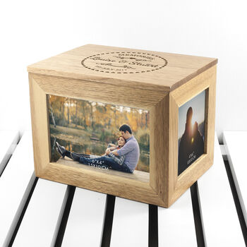 Personalised Couples' Memories Heart Oak Keepsake Box, 3 of 5