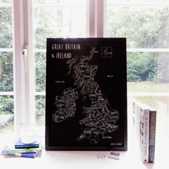 Personalised United Kingdom And Ireland Pin Board Map, 2 of 11