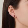 Sterling Silver Extra Tiny Genuine Garnet Droplet Stud Earrings, thumbnail 4 of 9