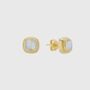 California Cushion Moonstone Gold Plated Stud Earrings, thumbnail 3 of 4