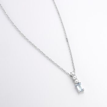 Blue Topaz Pearl Drop 925 Sterling Silver Necklace, 2 of 3