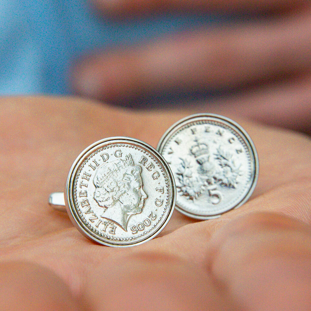 Image of 16th Birthday 2004 Five Pence 5p Coin Cufflinks