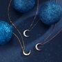 Crescent Moon With Starburst Cz Necklace, thumbnail 4 of 11