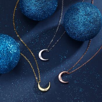 Crescent Moon With Starburst Cz Necklace, 4 of 11