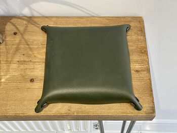 Personalised Dark Racing Green Leather Accessories Tray, 10 of 12