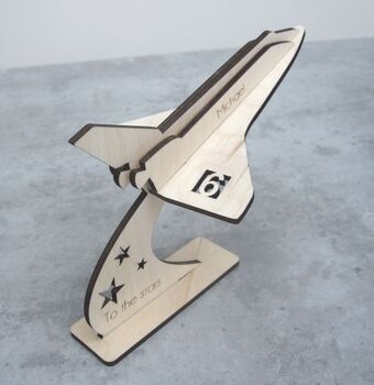 3D Personalised Wood Space Shuttle Card, 3 of 4