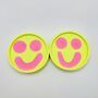 Smiley Face Coasters/ Trays Yellow And Pink Set Of Two, thumbnail 3 of 9