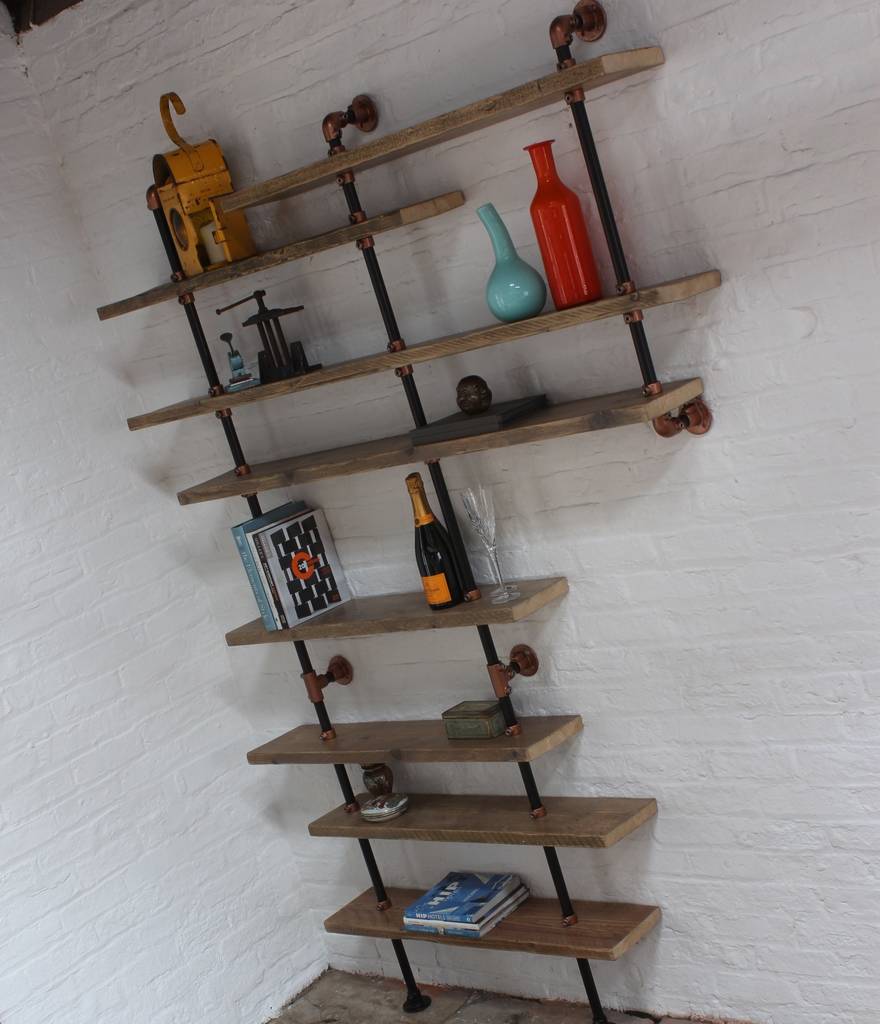 barney scaffold shelves with pipe and copper fittings by urban grain