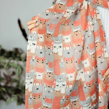 Fine Wool Cat Print Scarf, 7 of 8