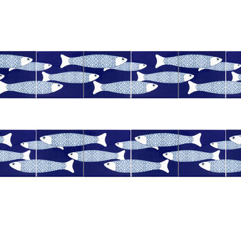 Ocean Shoal Border Tile Navy Blue Large Scale, 10 of 11