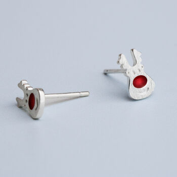 Sterling Silver Rudolph Stud Earrings, 2 of 4