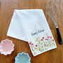 Personalised Pink Flowers Tea Towel, thumbnail 1 of 4