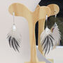 Lightweight Feather Drop Earrings With Alien Pearl, thumbnail 6 of 7