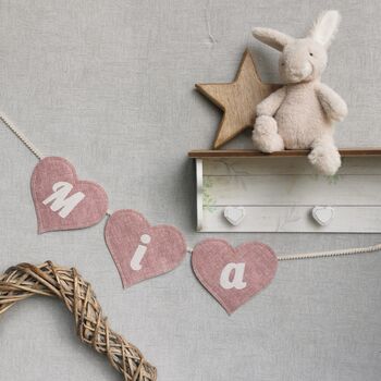 Heart Shaped Bunting In Dusky Pink For Girls Baby Room, 11 of 12