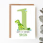 Personalised Children's Birthday Card Green Dinosaur, thumbnail 1 of 8