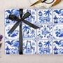 Three Sheets Of Blue Oriental Tile Wrapping Paper, thumbnail 2 of 2