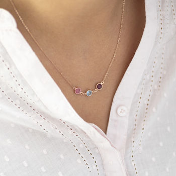 Rose Gold Plated Family Birthstone Necklace, 5 of 9