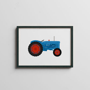 Fordson Major Tractor Seven Colour Screen Print Blue, 3 of 5