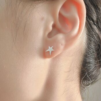 Tiny Shooting Star Stud Earrings In Sterling Silver, 6 of 10