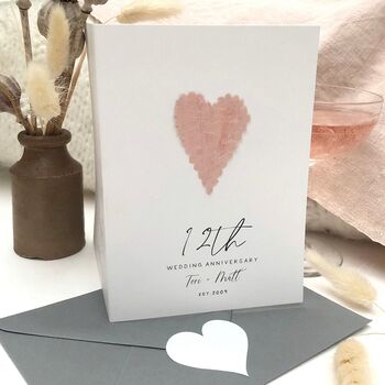 12th Silk Heart Personalised Wedding Anniversary Card, 5 of 5