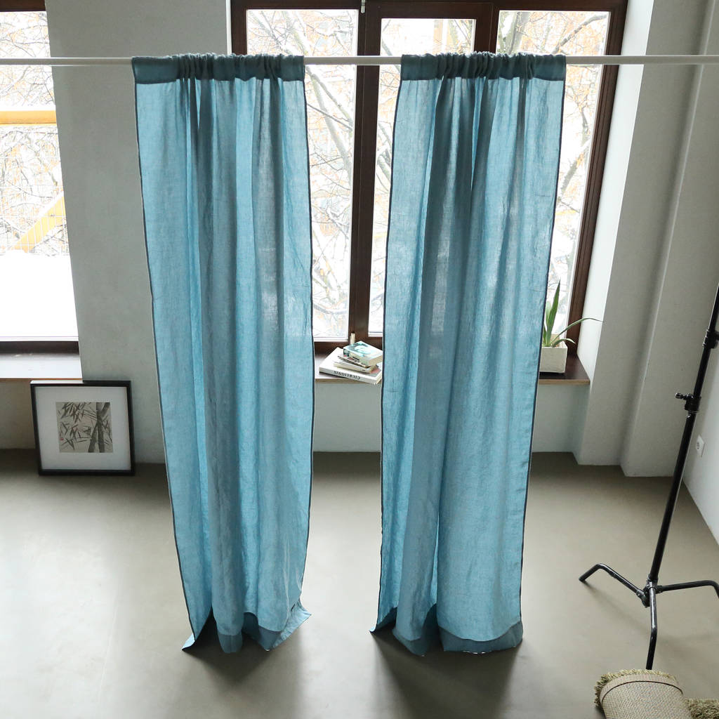 Stone Washed Rod Pocket Linen Curtain Panel By LinenMe ...