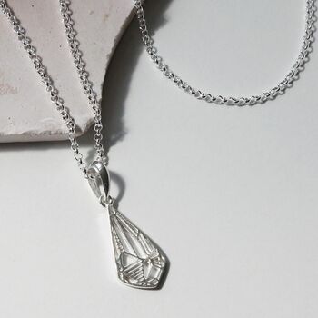 Sterling Silver Art Deco Diamond Necklace, 5 of 10
