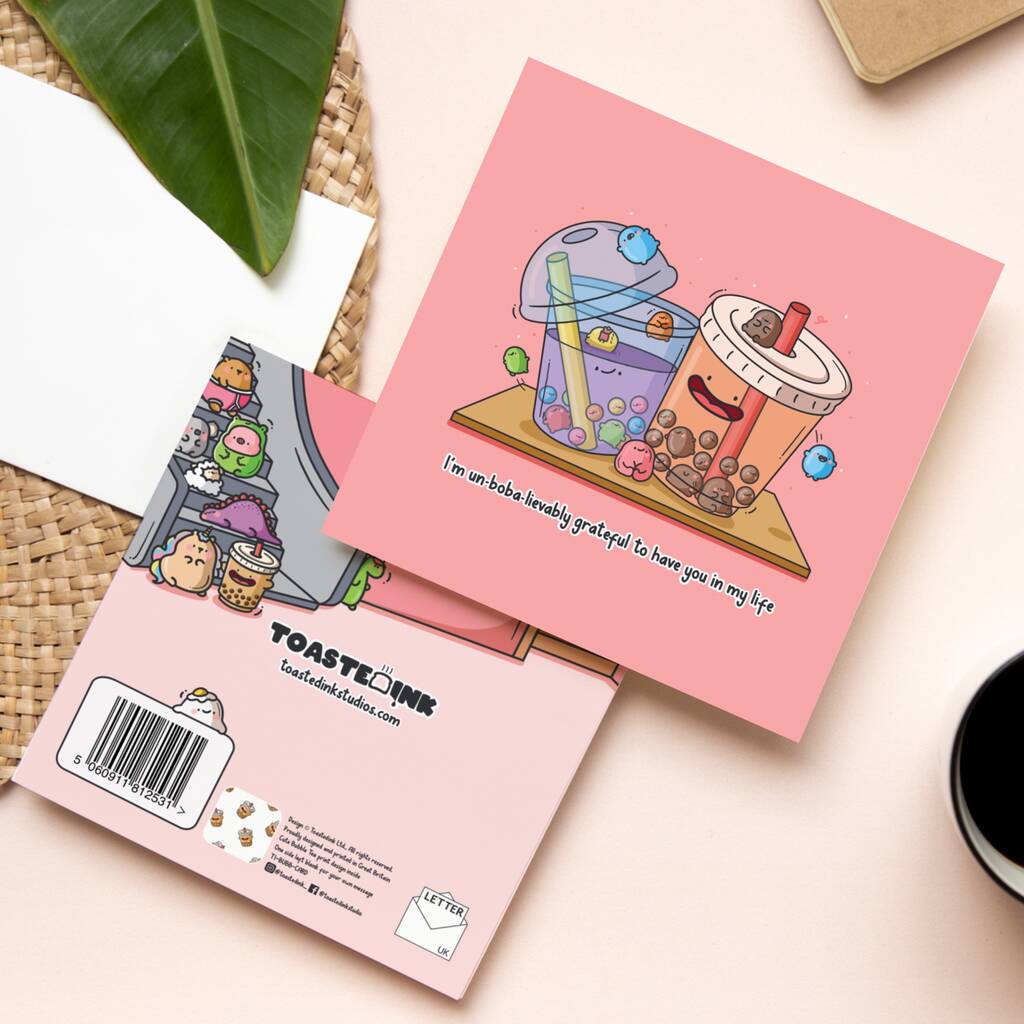 Bubble Tea Card Cute Greetings Card By Toastedink 1859