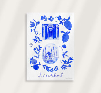 Scenes Of Istanbul, Turkey Blue Tile Inspired Travel Print, 10 of 12