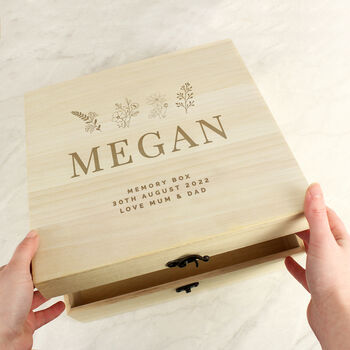 Personalised Engraved Floral Keepsake Box, 6 of 10