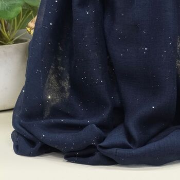 Sparkle Scarf In Navy Blue, 3 of 3