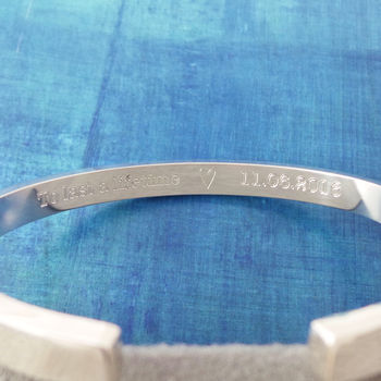 Mens Heavyweight Sterling Silver Engraved Bangle, 2 of 5