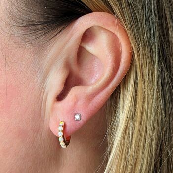 Opal Eternity Hoop Earrings, 3 of 7