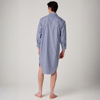 Men's 'Navy Spark' Stripe Crisp Cotton Nightshirt, 3 of 4